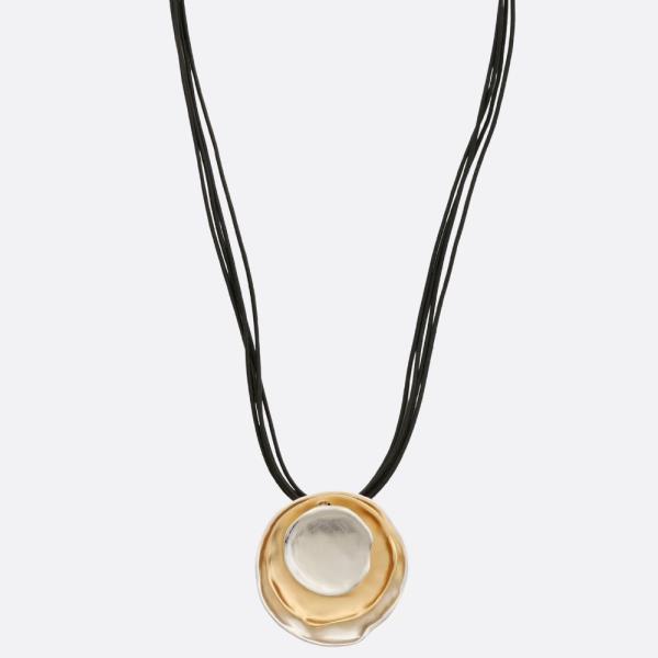 TWO TONE ROUND PENDANT NECKLACE