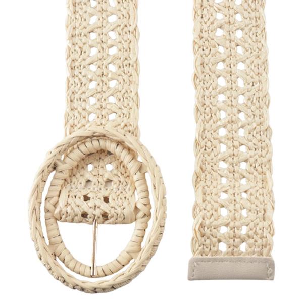 WOVEN ELASTIC LACE OVAL BUCKLE BELT