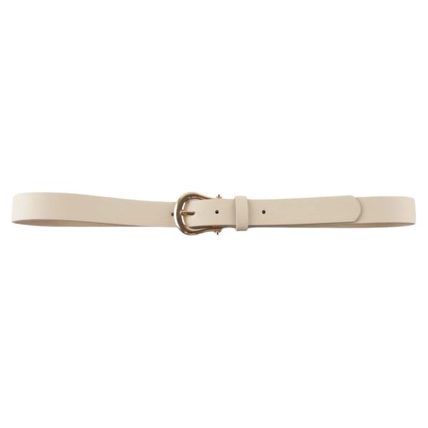 FAUX LEATHER SLIM CURVED BUCKLE BELT