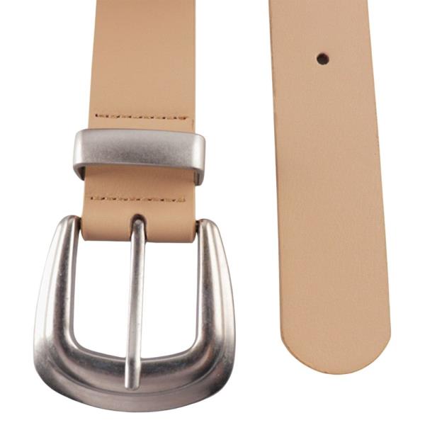 FAUX LEATHER SLIM CURVED BUCKLE BELT