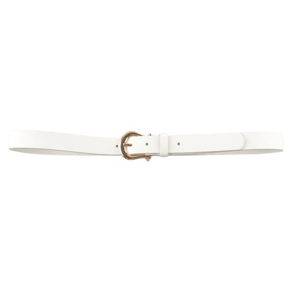 FAUX LEATHER SLIM CURVED BUCKLE BELT