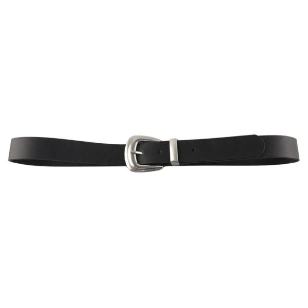 FAUX LEATHER SLIM CURVED BUCKLE BELT