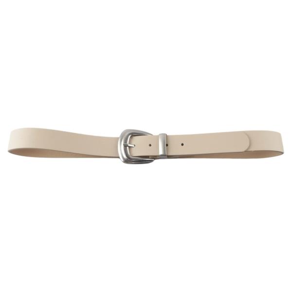 FAUX LEATHER SLIM CURVED BUCKLE BELT