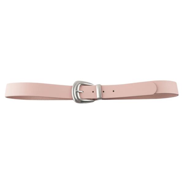 FAUX LEATHER SLIM CURVED BUCKLE BELT