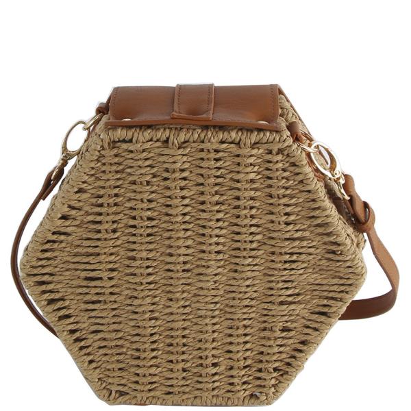 (ONLINE ONLY) Geometric shaped straw crossbody bag