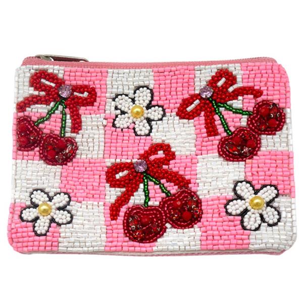 CHECKERED CHERRY COIN BAG