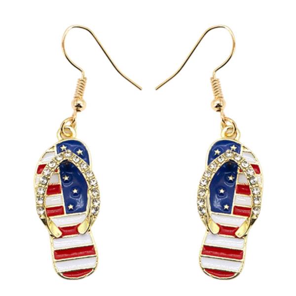 RED WHITE BLUE PATTERN FLIP FLOP DANGLE EARRING