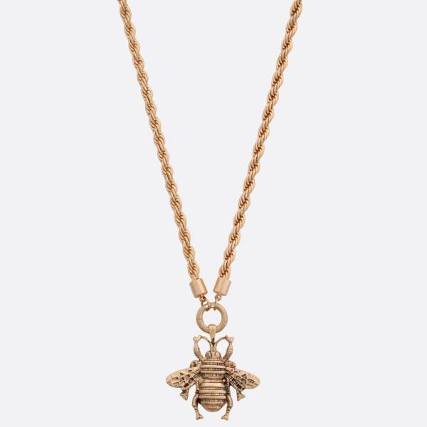 BEE PENDANT ROPE LINK METAL NECKLACE