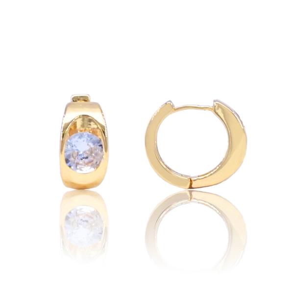 CZ ACCENTED HUGGIE EARRING