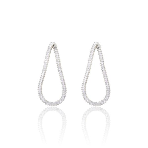 BAGUETTE CZ DROP BRASS EARRING