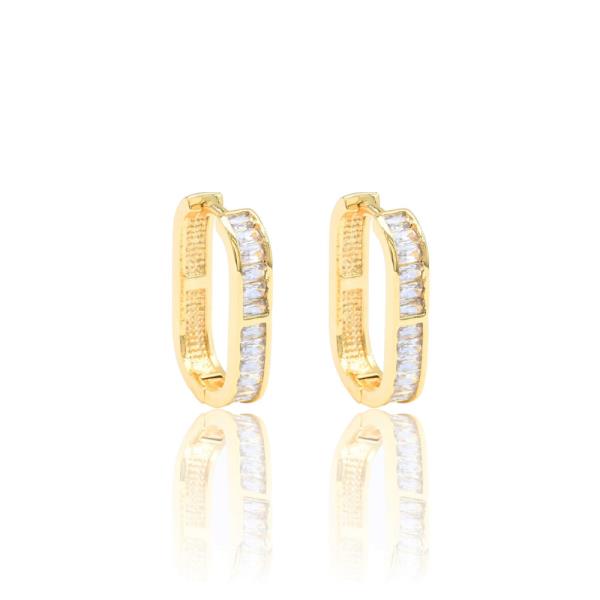 BAGUETTE CZ HOOP BRASS EARRING