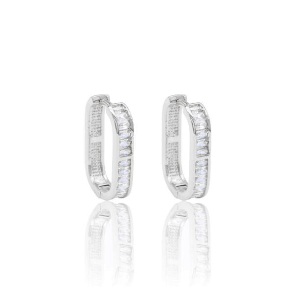 BAGUETTE CZ HOOP BRASS EARRING