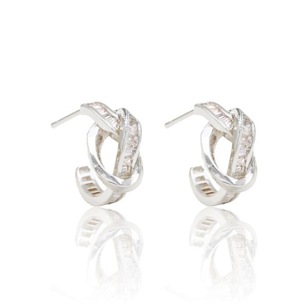 TWIST HOOP CZ BRASS EARRING