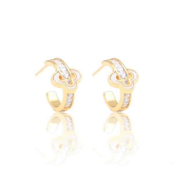 CLOVER CZ BRASS EARRING