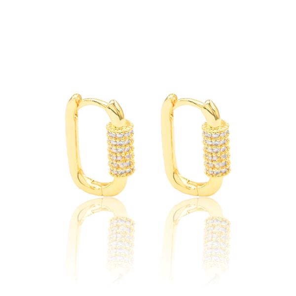 CZ HOOP BRASS EARRING