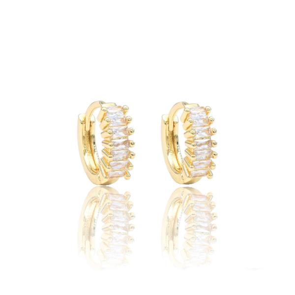 BRASS CZ HUGGIE EARRING