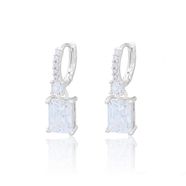 RECTANGLE CZ DANGLE EARRING