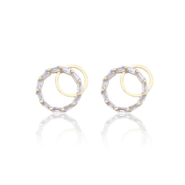 BRASS CUBIC ZIRCONIA EARRING - ROUND