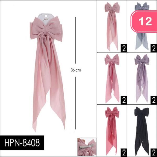 RIBBON HAIR BOW PIN (12 UNITS)