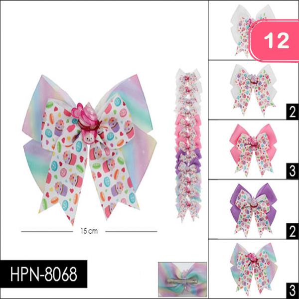 RIBBON HAIR BOW PIN (12 UNITS)