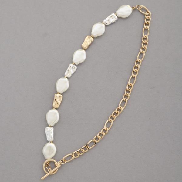 ORGANIC BEAD CHAIN TOGGLE CLASP NECKLACE