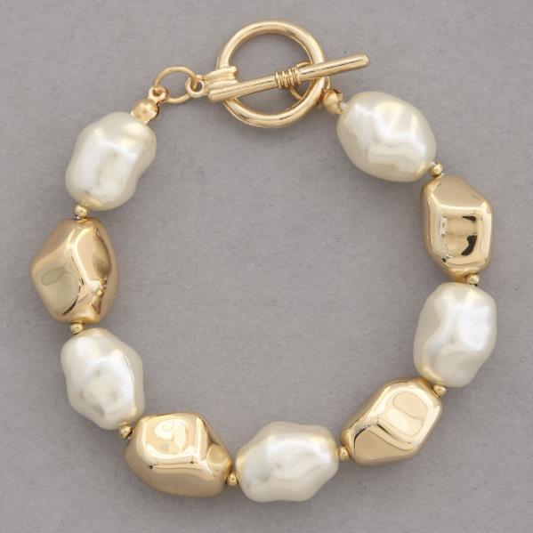 PEARL BEAD TOGGLE CLASP BRACELET