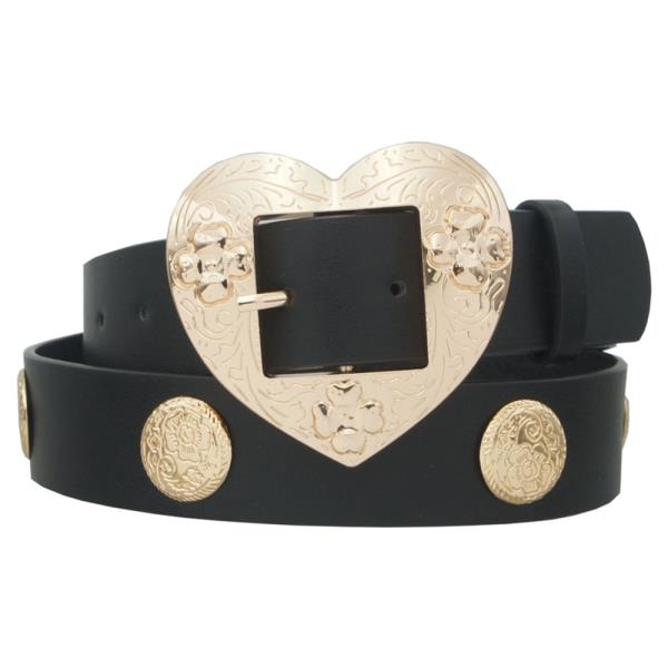 FLORA OPEN LOOP THROUGH HEART CONCHO STRAP BELT