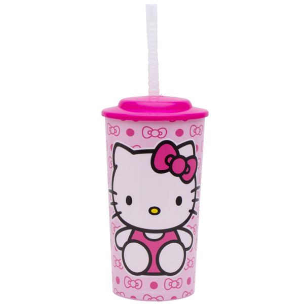 HELLO KITTY SPORTS TUMBLER WITH LID AND STRAW