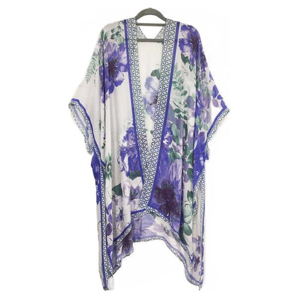 MIXED FLORAL PRINT OPEN KIMONO