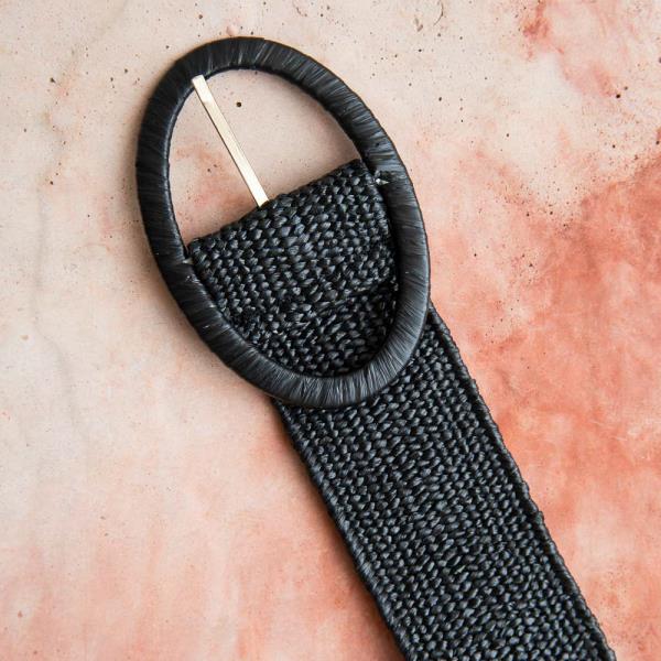 RAFFIA OVAL BUCKLE BELT