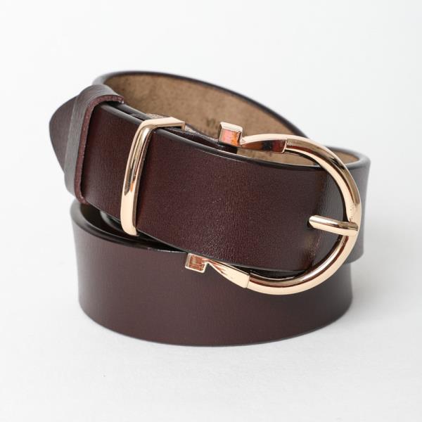 GENUINE LEATHER HORSESHOE GOLD BUCKLE BELT