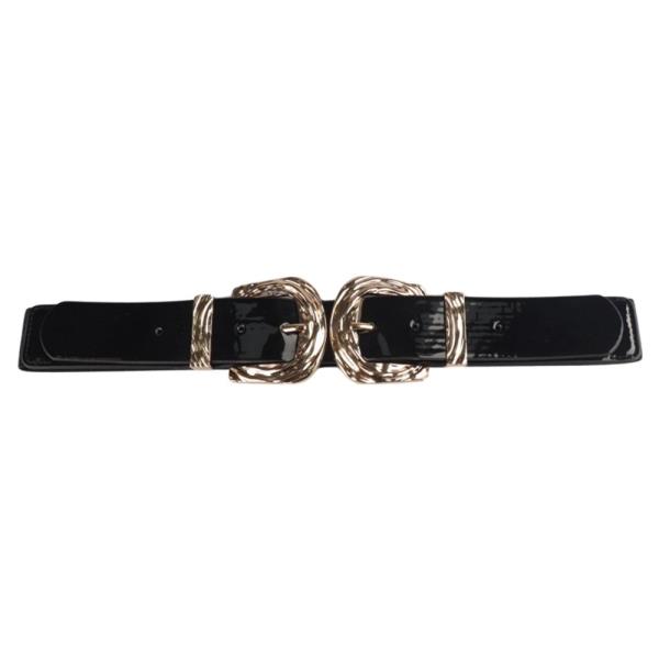 METAL TEXTURED DOUBLE BUCKLE ELASTIC BELT