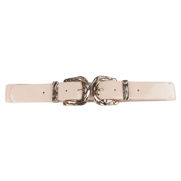 METAL TEXTURED DOUBLE BUCKLE ELASTIC BELT