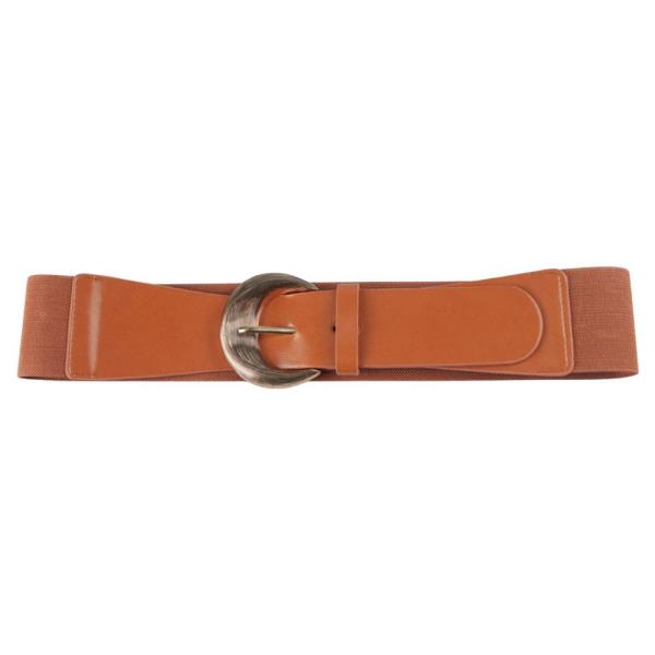 METAL TEXTURED ROUND BUCKLE ELASTIC BELT