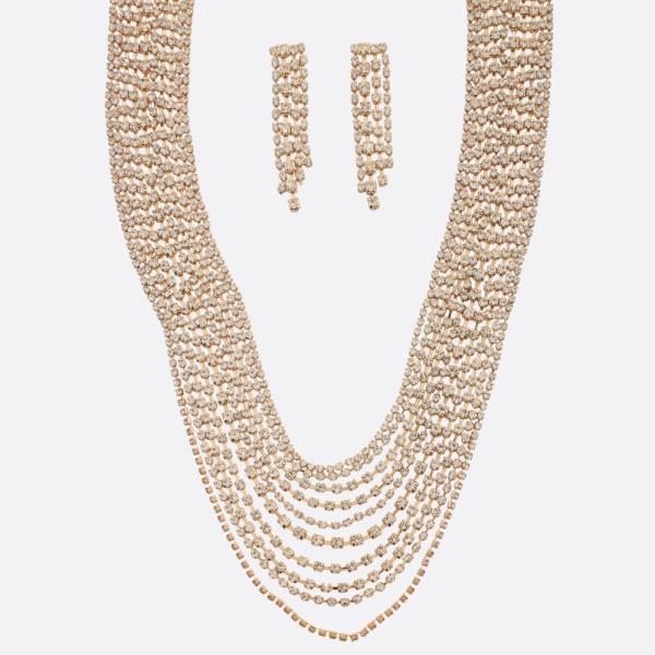 RHINESTONE LAYERED NECKLACE