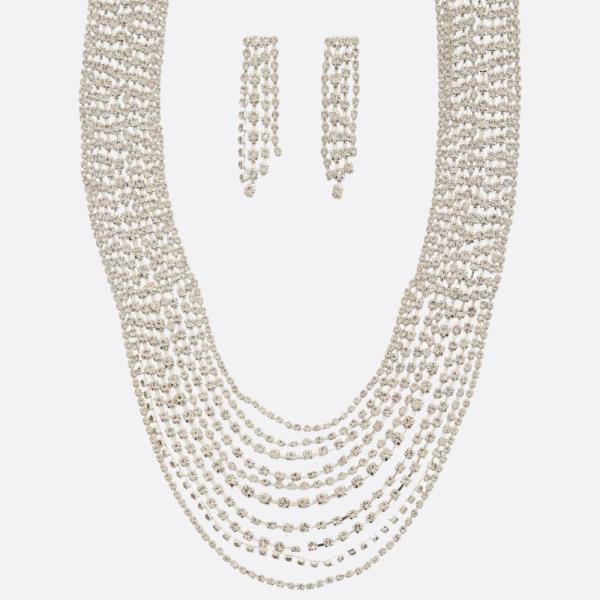 RHINESTONE LAYERED NECKLACE