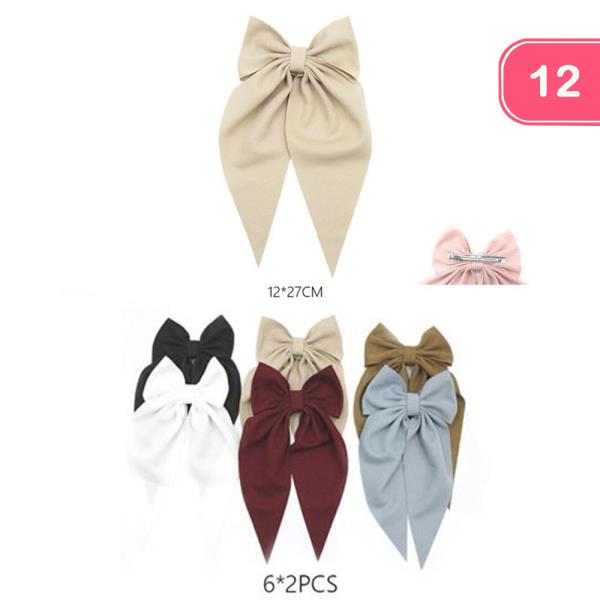 RIBBON HAIR BOW PIN (12 UNITS)