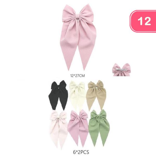 RIBBON HAIR BOW PIN (12 UNITS)