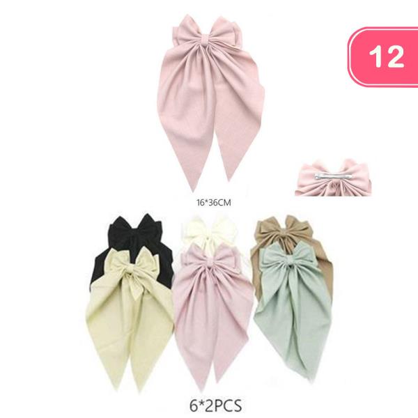 RIBBON HAIR BOW PIN (12 UNITS)