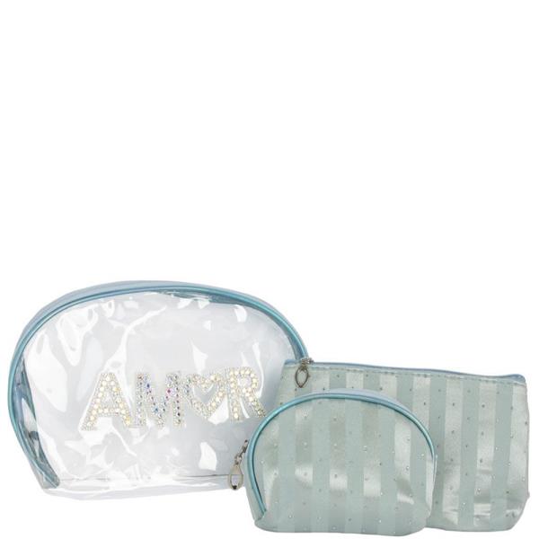 3IN1 CLEAR SEE THRU COSMETIC BAG SET