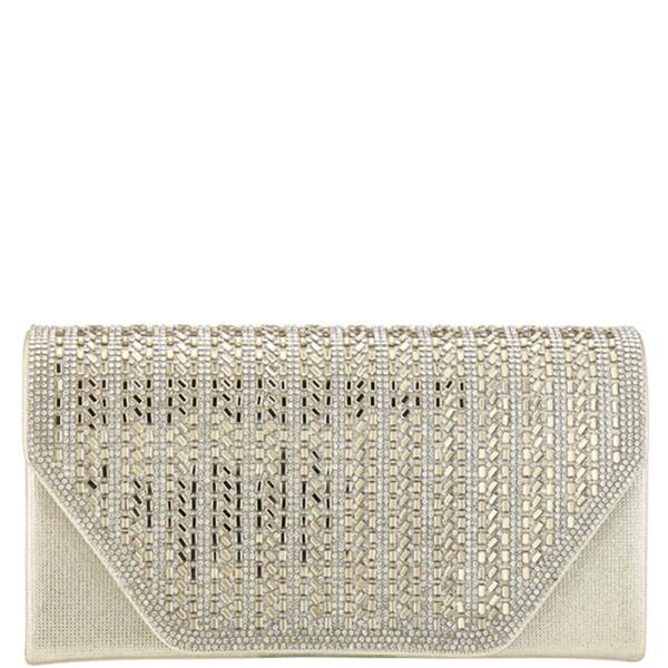 RHINESTONE DESIGN FLAP CLUTCH BAG