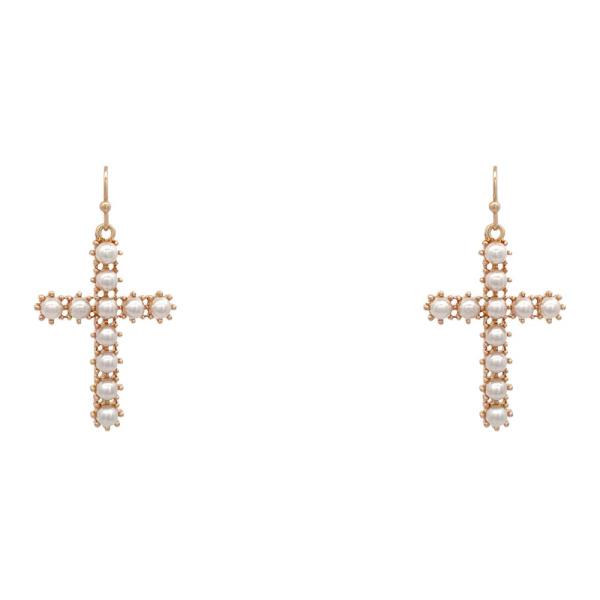 CROSS PEARL DANGLE EARRING