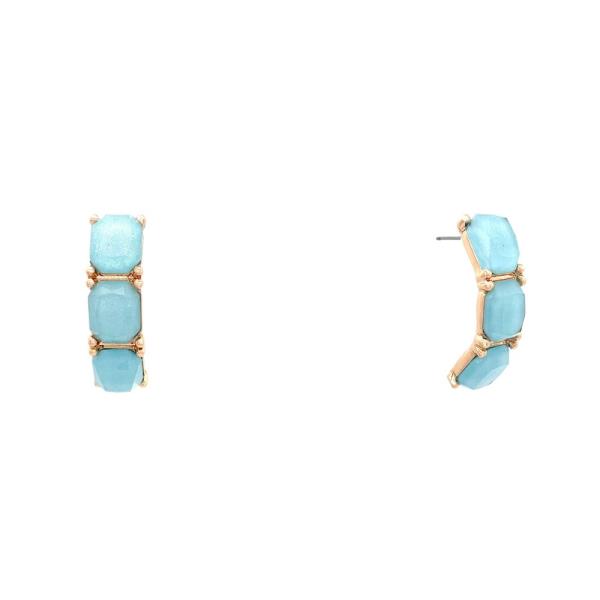 STONE EDGE HOOP EARRING