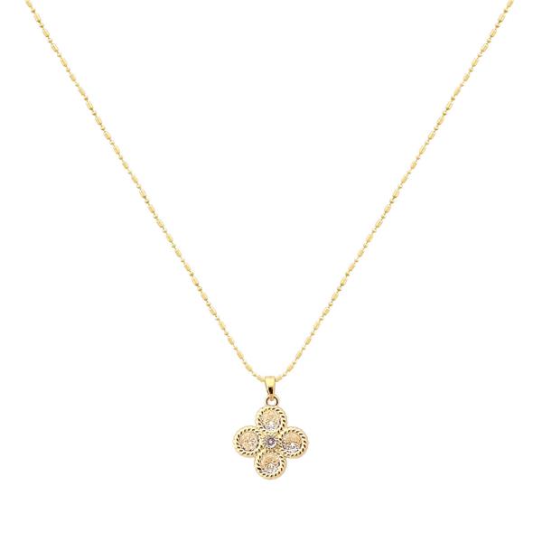 STONE CLOVER PENDANT NECKLACE