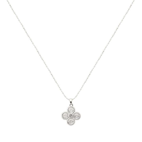 STONE CLOVER PENDANT NECKLACE