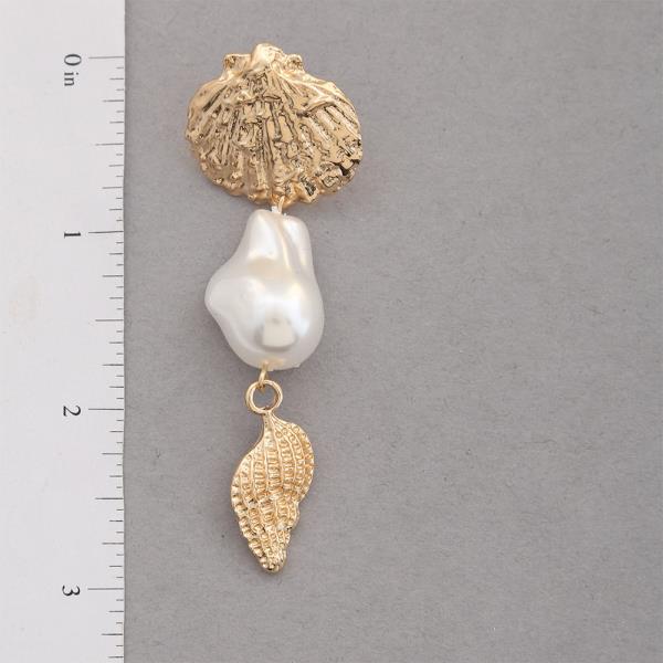 SEASHELL PEARL BEAD LINK DANGLE EARRING