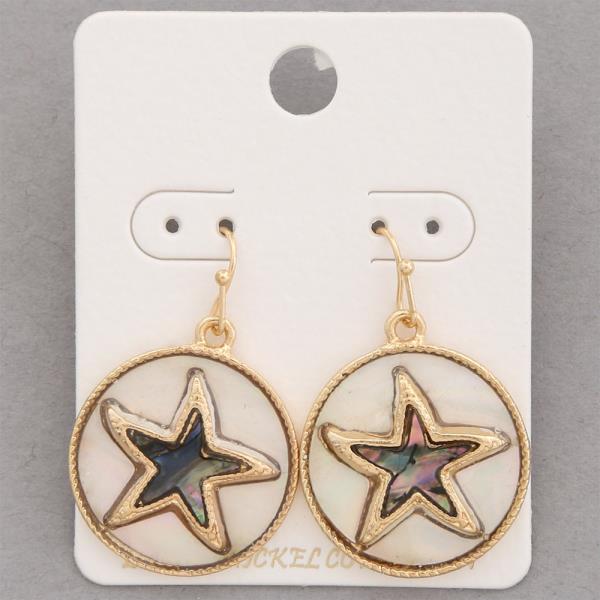 STARFISH ROUND METAL DANGLE EARRING