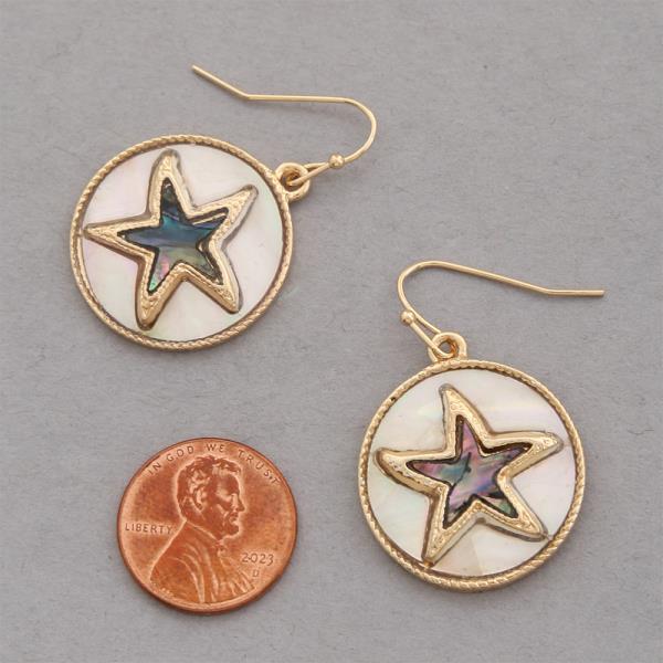 STARFISH ROUND METAL DANGLE EARRING