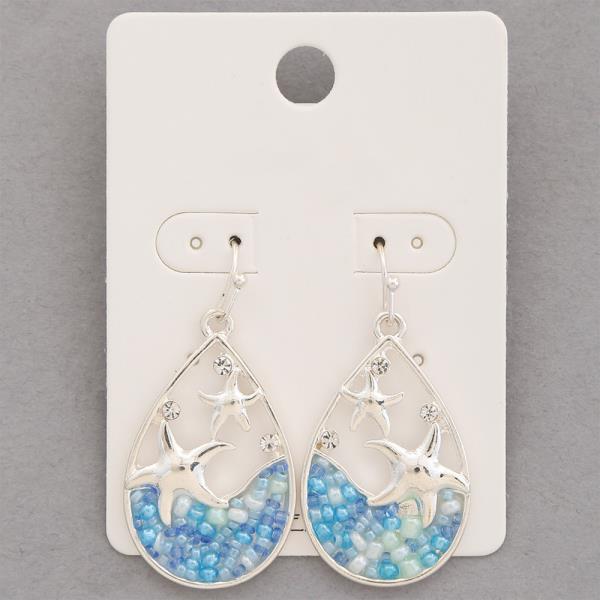 STARFISH BEADED TEARDROP DANGLE EARRING