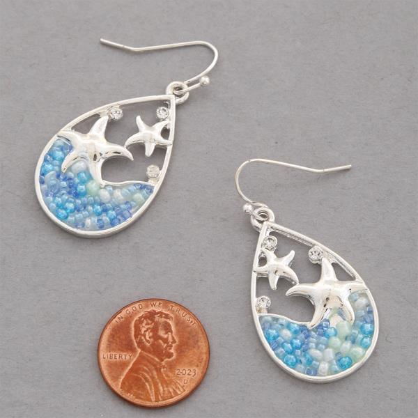 STARFISH BEADED TEARDROP DANGLE EARRING